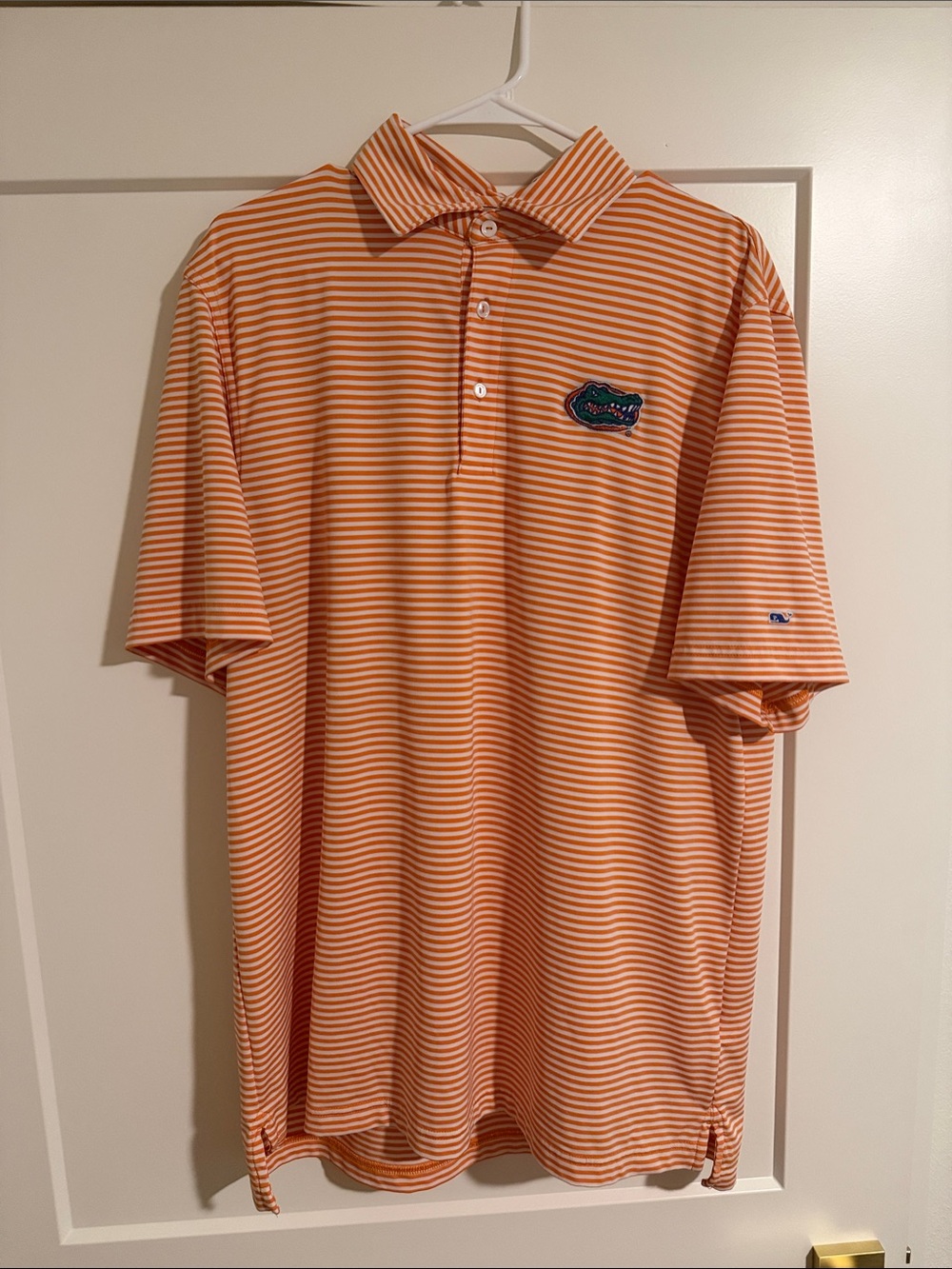 Vineyard Vines Orange and White Striped Polo